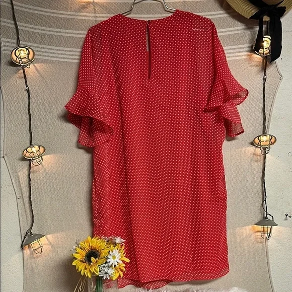 Three Eighty Two Red Polka Dot flowy dress - Picture 8 of 11